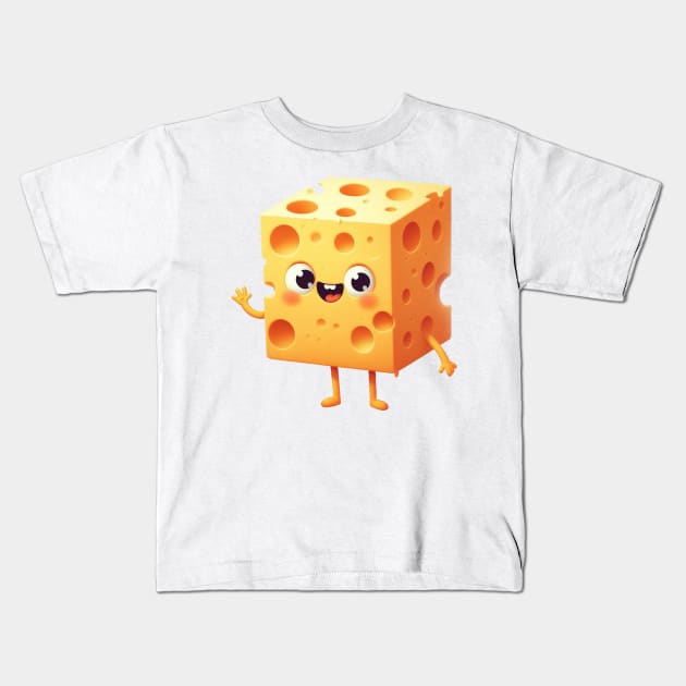 Cute Cheese Kids T-Shirt by Dmytro